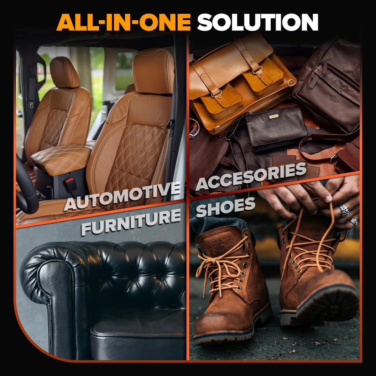 Carfidant Leather Cleaner & Conditioner Kit - Car Seat, Couch, Sofa, Shoes, Bags, Furniture - Restores & Protects - Includes Cleaning Pad & Microfiber Towel - pH Balanced Leather Care