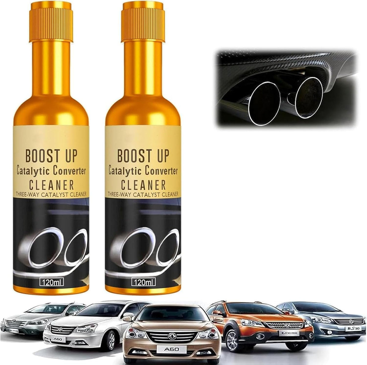 Catalytic Converter Cleaner, Auto Parts Engine Auto Parts Engine Cleaner, Pipe Carbon Removal Cleaner Treatment Additive Oil, Fuel System Treatment Oil for Gas and Diesel Car (2PCS*120ML) ﻿