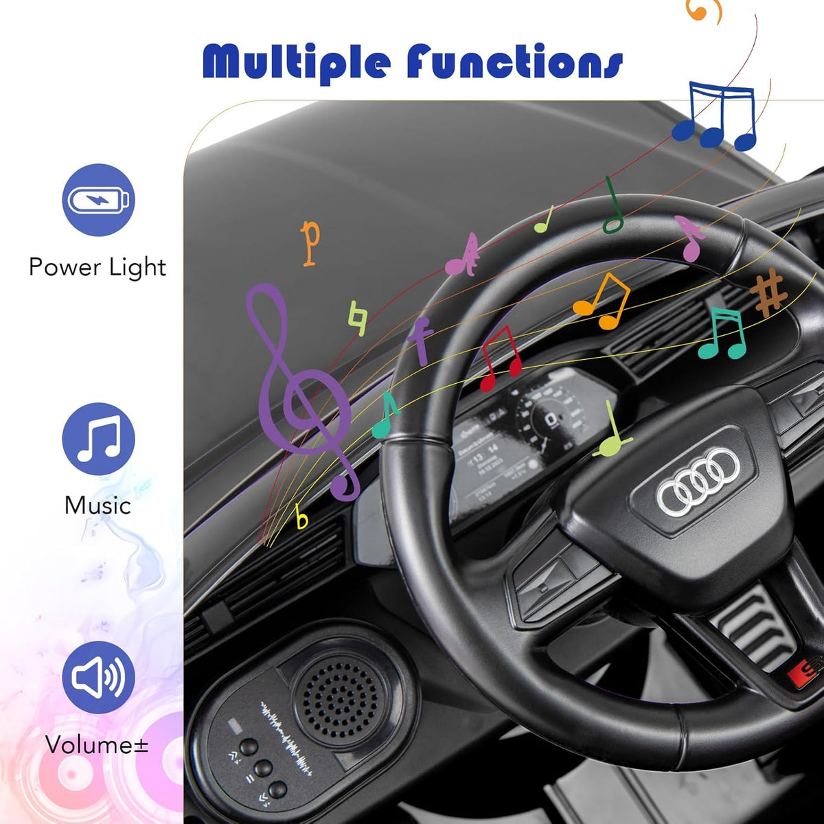 Licensed Audi SQ8 Ride on Car by OLAKIDS, 12V Kids Electric Vehicle with Remote Control, Toddlers Battery Powered Toy with 3 Speeds, Wheels Suspension, Music (Black)