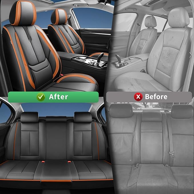 Fit Crosstrek Car Seat Covers for Subaru Crosstrek 2016-2025 2026 -Upgraded Premium Waterproof & Breathable Leather,Airbag Compatible,All-Weather Seat Cushion Protector,2 Front/Black-Brown