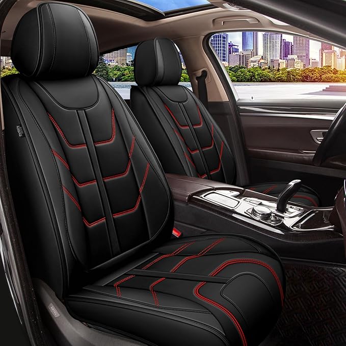 TTX LIGHTING Car Seat Covers fit for Mitsubishi Outlander 2007-2026 Full Set: Premium Leather Automotive Seat Cover with Airbag Compatible Waterproof (5 Seats, Redline)