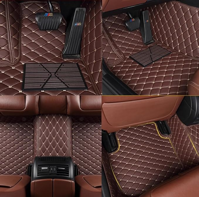 Custom Personalized Floor Mats for Cars，Luxury Full Coverage All Weather Car Floor Mats，Anti-Slip Leather Car Mat Set ，Custom Floor Mats for 99% of Cars, Trucks & SUVs (Green)