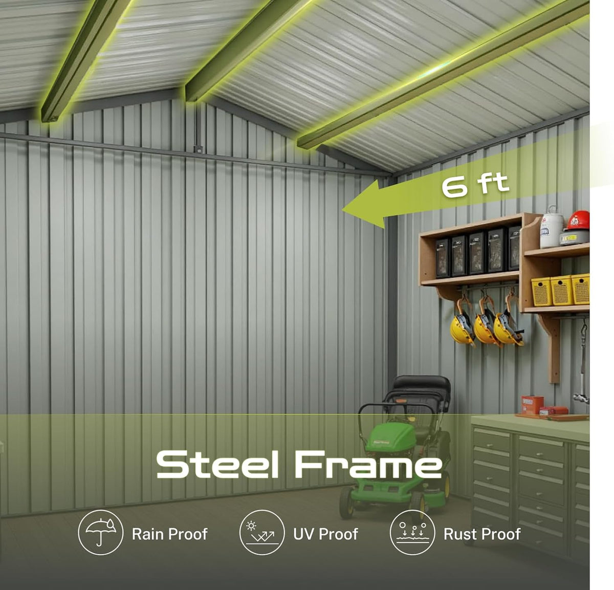 8 x 6 FT Outdoor Storage Shed, Metal Garden Tool Shed with Slooping Roof, Lockable Doors, All-Weather Bike Shed Easy to Assemble for Backyard, Patio, Lawn, White