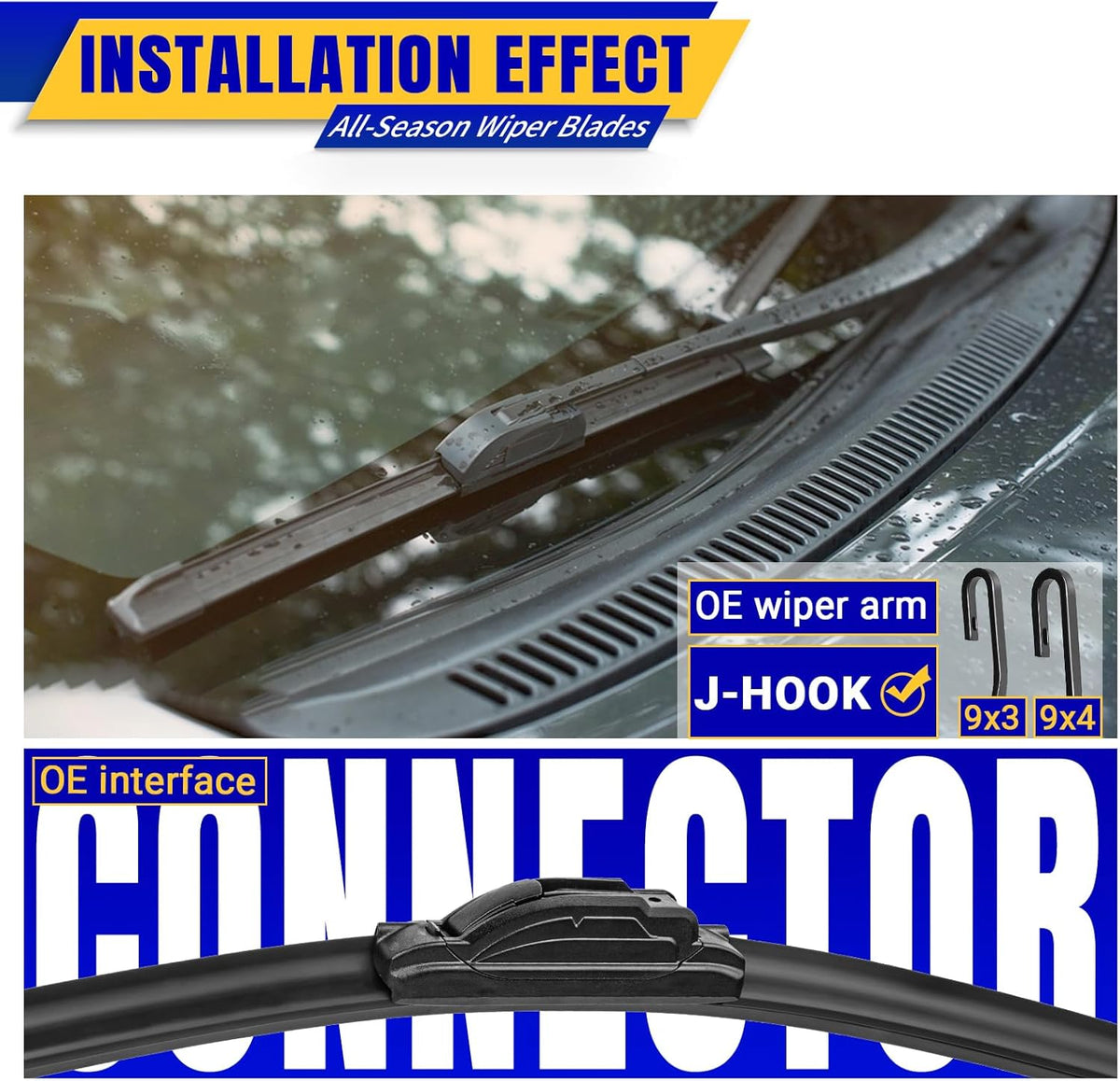 4 wipers Replacement for 2007-2014 Toyota FJ Cruiser, Windshield Wiper Blades Original Equipment Replacement - 16"/14"/14"/10" (Set of 4) U/J HOOK