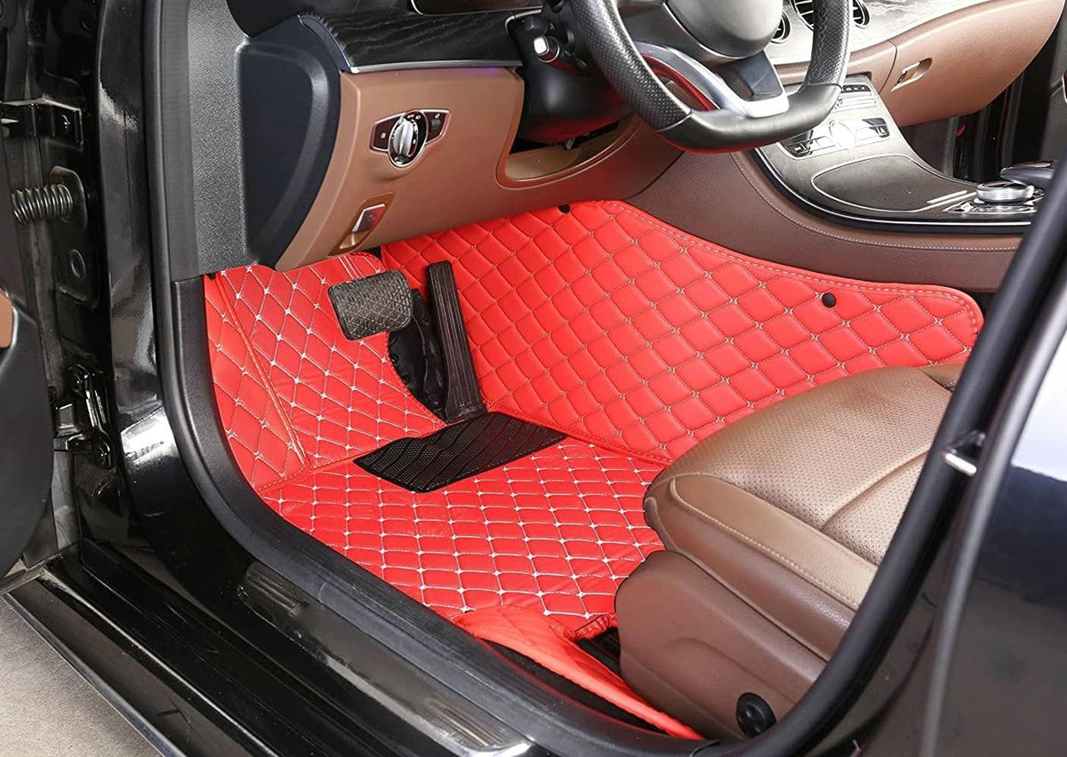 Custom Artificial Leather Waterproof All-Weather Car Floor Mats Fit for 99% Sedan SUV Sports Car Vehicle Car Mat (Light Brown Black Beige)