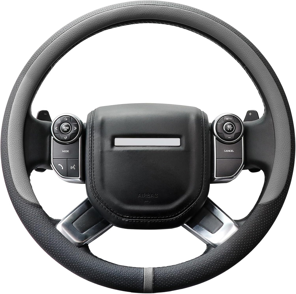 COFIT Breathable Car Steering Wheel Cover 16 inch Auto Universal Leather Wrap Non-Slip Steeringwheel Protector Automotive Interior Accessories, Grey (Suit for 15.5-16 inch)