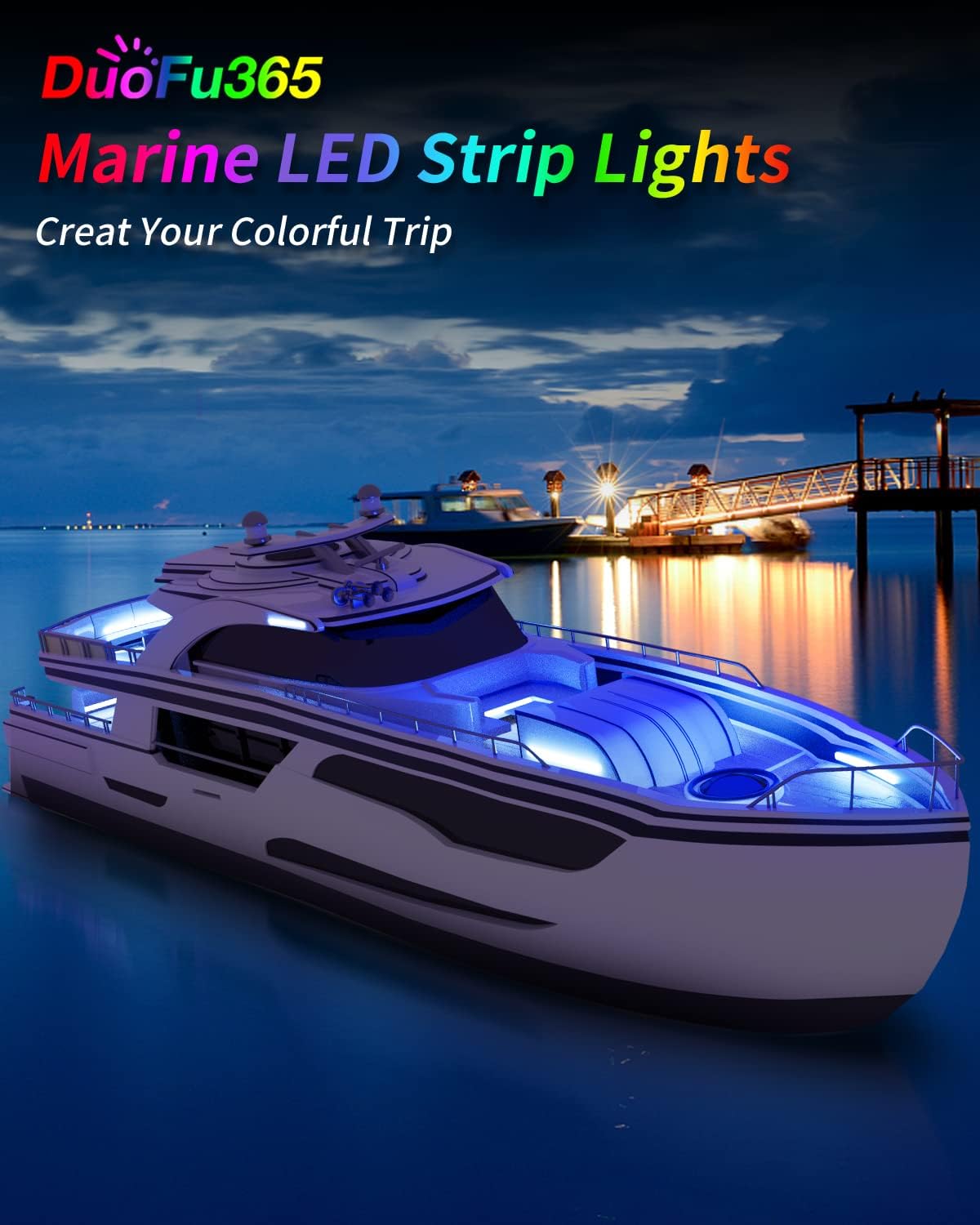 Blue Led Strip Light,IP68 Waterproof Car Exterior Light Strip,golf cart led lights Cuttable for Automotive Motorcycle Golf Cart Marine Boat Cargo Home Decoration Led Strip,12inch (Pack of 4)