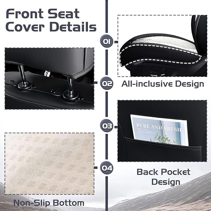 Truck Seat Covers for Ram 3500 2009-2026, Waterproof Premium Leather Full Coverage Car Seat Cover, Muscle Sport Style Auto Interior Seat Cover Sets (Front Set/Black White)