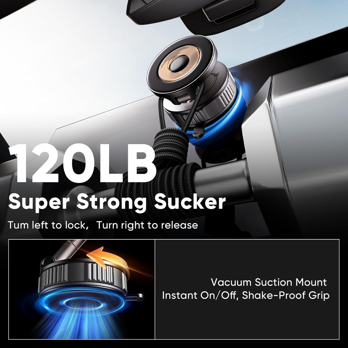 Phone Holders for Your Car, Magnetic Phone Holder for Car Phone Holder [120+ LB Strongest Sucker & 2800gf Strongest Magnetic] 360° Adjustable Magsafe Car Mount for iPhone 16 Pro Max 15 14 13 12 Plus