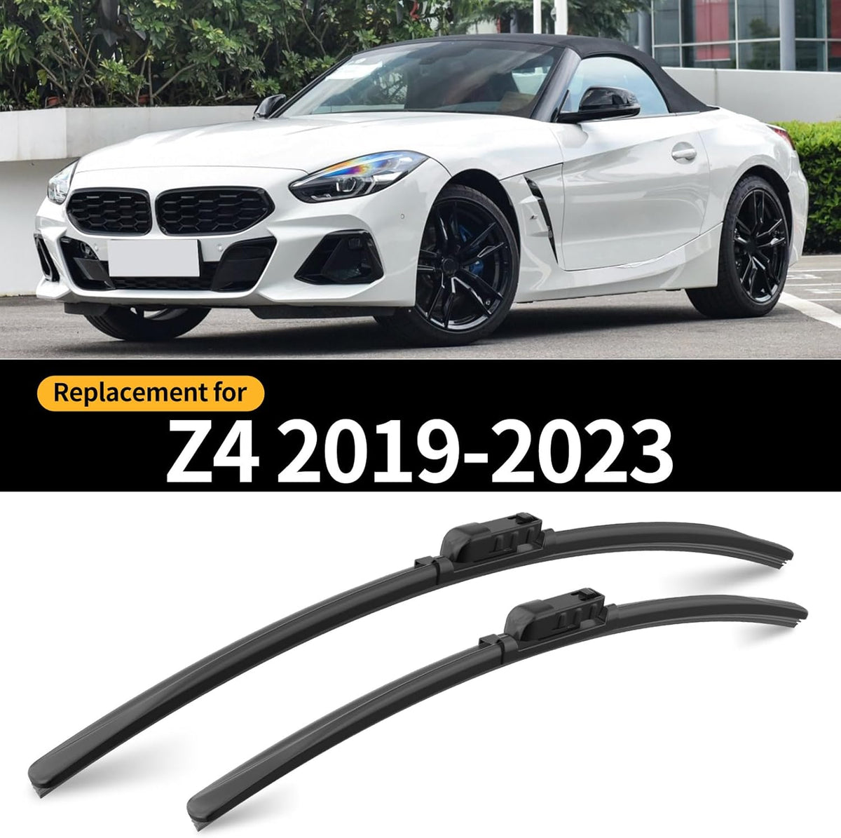 Front Windshield Wipers, 2-Piece Set for BMW Z4 28i 30i 35i M40i 2019 2020 2021 2022 2023 - Automotive Replacement Front Wiper Blades for Car Window