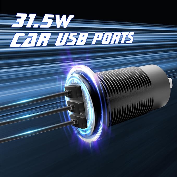 12V USB Outlet Wire USB Charger, 3 Port 12V/24V Charger Socket for Cars, Boats, RVs, Trucks, Golf Carts, and Motorcycles and More (Pack of Two)