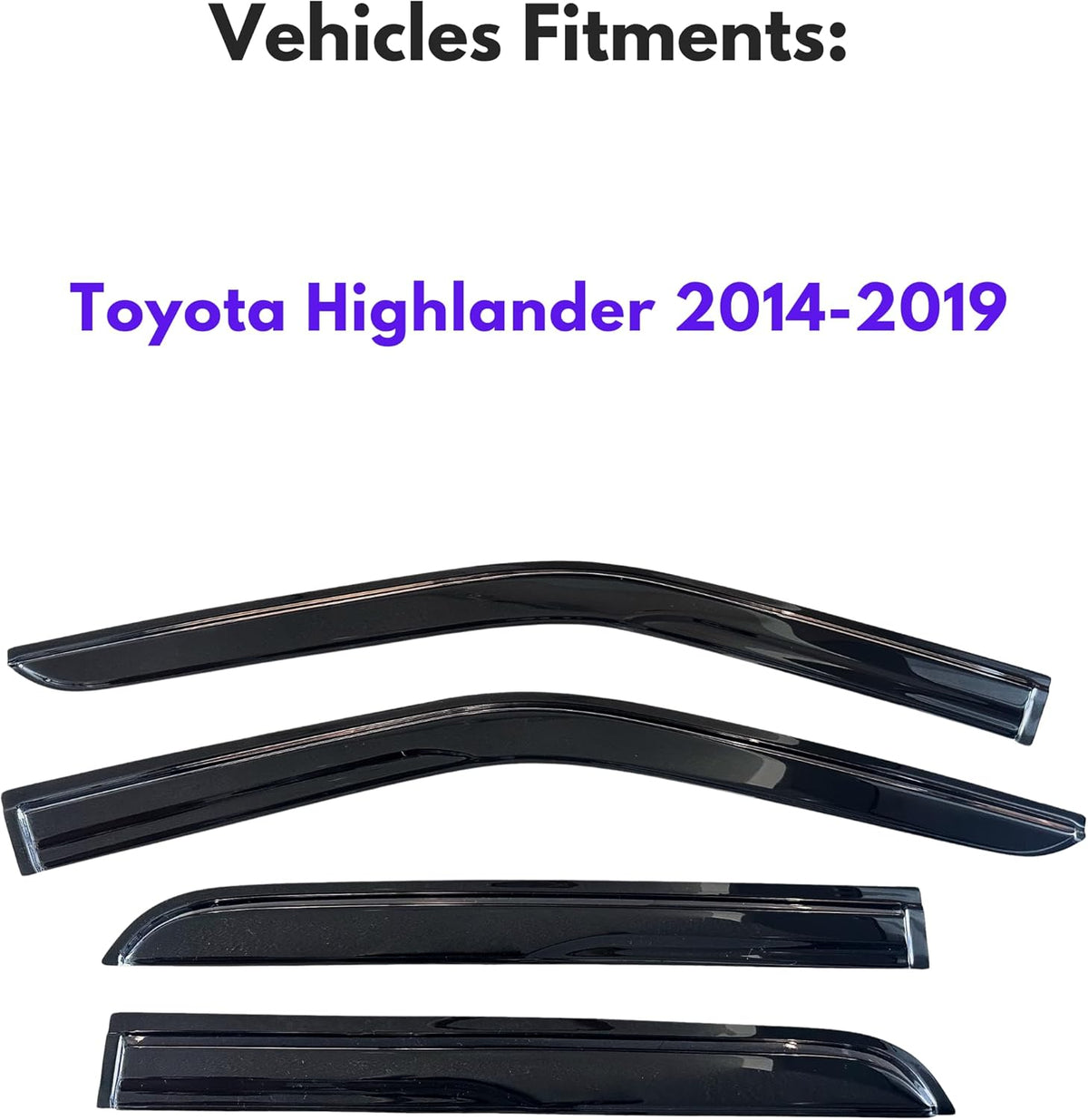 KPY Window Visor Compatible with Toyota Highlander 2014-2019, 4PC Rain Guard Side Window Vent Deflectors Tape-On Mugen Style, 2014 2015 2016 2017 2018 2019