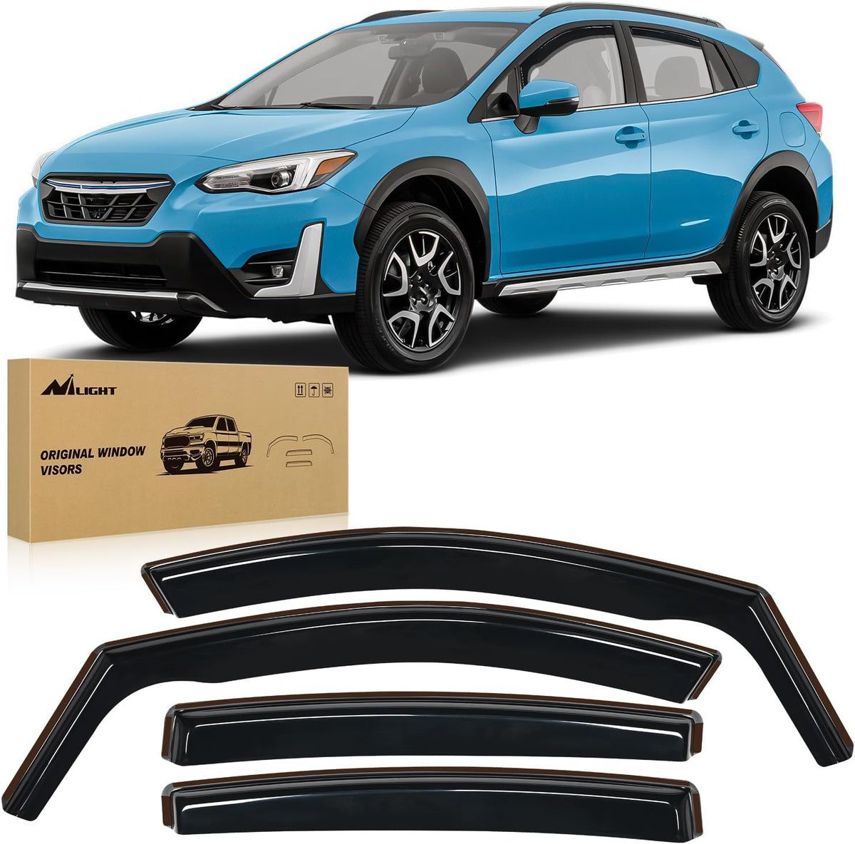 Nilight Vent Window Visors for Crosstrek 2018-2023 Impreza Hatchback 2017 2018 2019 2020 2021 2022 2023, in-Channel Rain Guards, Original Window Deflectors-4PCS