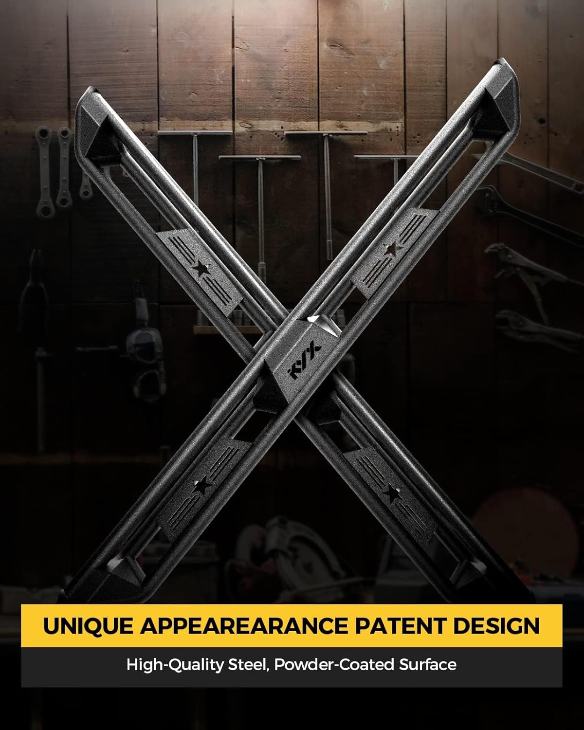 KYX Running Boards & Steps Nerf Bars Fit for 2019-2025 Chevy Silverado GMC Sierra 1500; 2020-2025 2500 3500HD | Crew Cab | A Pair Car Door Side Steps Nerf Bars Truck Boards Step Rails-Triple Tube