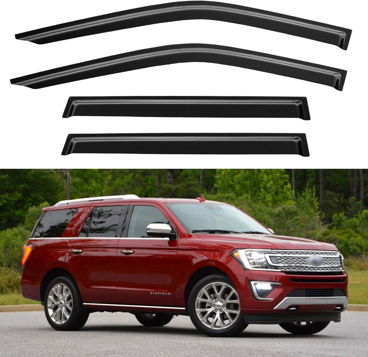 Window Visors Rain Guards for 2018-2024 Ford Expedition, Out-Channel Window Vent Wind Deflectors Visors Shades for 18-24 Expedition XL STX XLT MAX Limited King Ranch Platinum