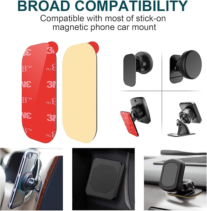 APPS2Car 3M Vhb Sticky Adhesive Pads Replacement Mounting Tape 4 Pcs, Dashboard Sticker Pads for Magnetic Phone Car Mount,Car Mount Adhesive,Double Sided 3M Adhesive Pads,Car Mount Sticker Tapes