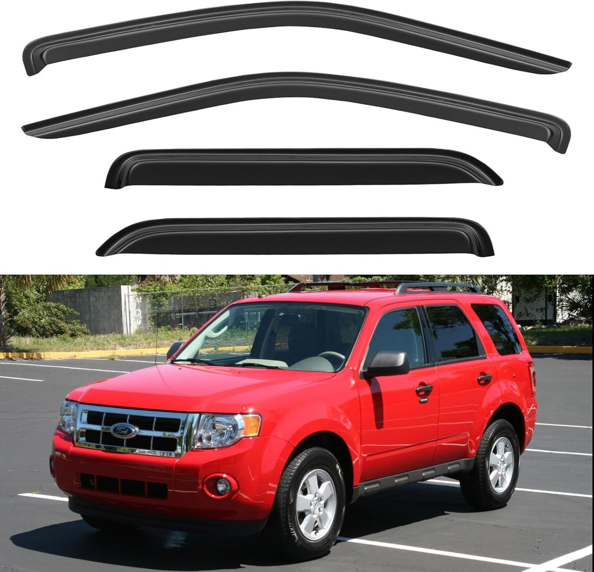Window Visors Rain Guards Shield for 2001-2012 Ford Escape, Out-Channel Window Vent Wind Deflectors Visors Shades for 2005-2012 Ford Escape Hybrid, 2008-2012 Mazda Tribute, 2005-2011 Mercury Mainer