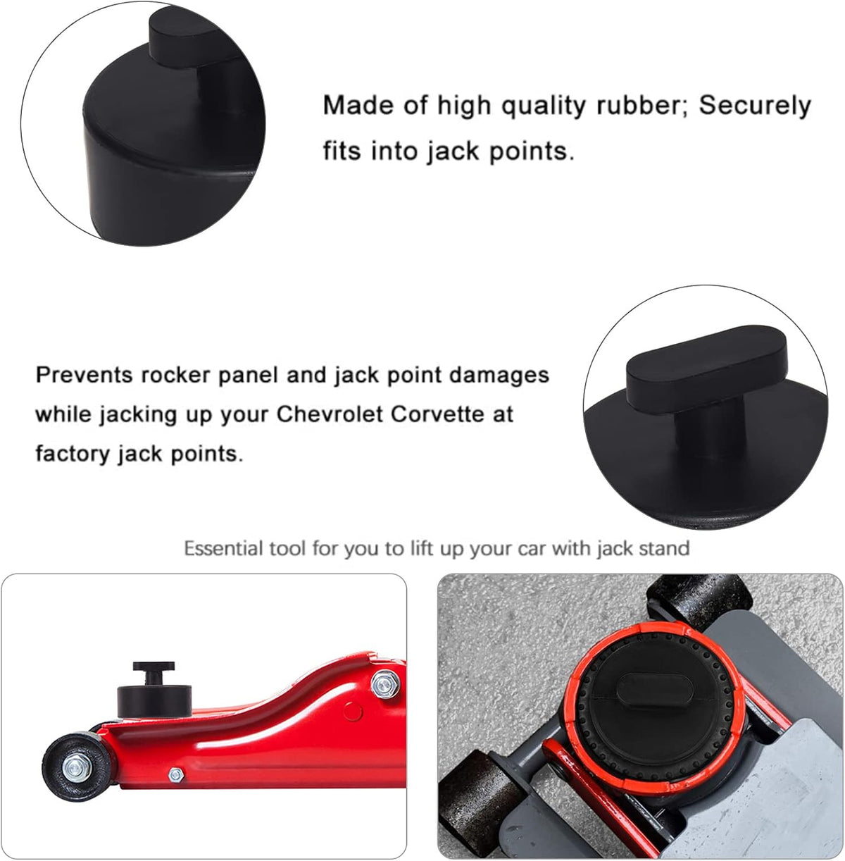 DEDC Jack Pads Compatible with Corvette - 4Pcs, Non-Slip Rubber Pucks Design to Safe Lifting of C5 C6 C7 C8 GS Models, Essential Garage Accessories for Corvette Owners