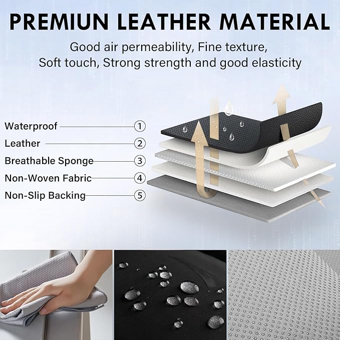 Coverado Car Seat Covers Full Set, 5 Seat Leather Seat Covers for Cars, Car Seat Protector with Lumbar Support, Waterproof Seat Covers Universal Fit for Most Cars SUV Trucks (Coffee)