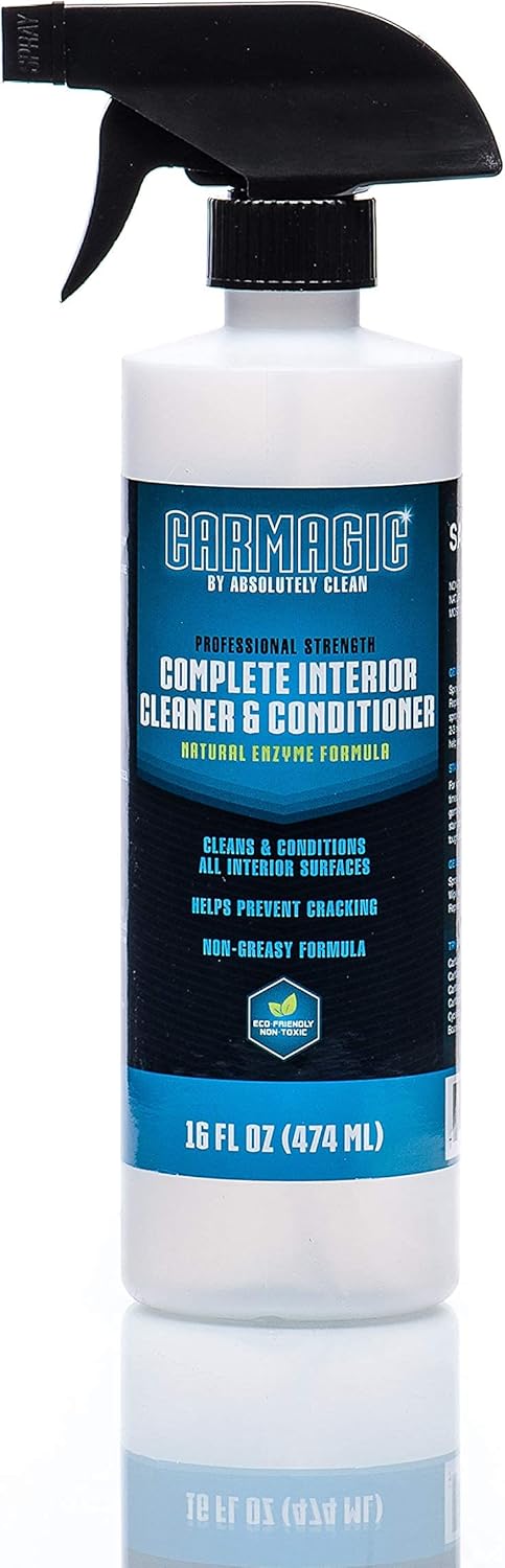 Absolutely Clean Car Magic Complete Interior Cleaner and Conditioner - Multi-Purpose Car Interior Cleaner | Cleans Leather, Rubber, Vinyl & Wood | Non-Greasy Formula | USA Made (16oz Spray Bottle)