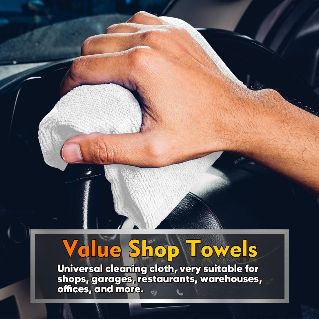 HOMEXCEL White Shop Towels 100 Pack, Reusable Microfiber Towels for Cars, Bulk Multipurpose Microfiber Cleaning Cloths, Lint Free Cleaning Rags for Car, House and Kitchen, 11.5 x 11.5 inch