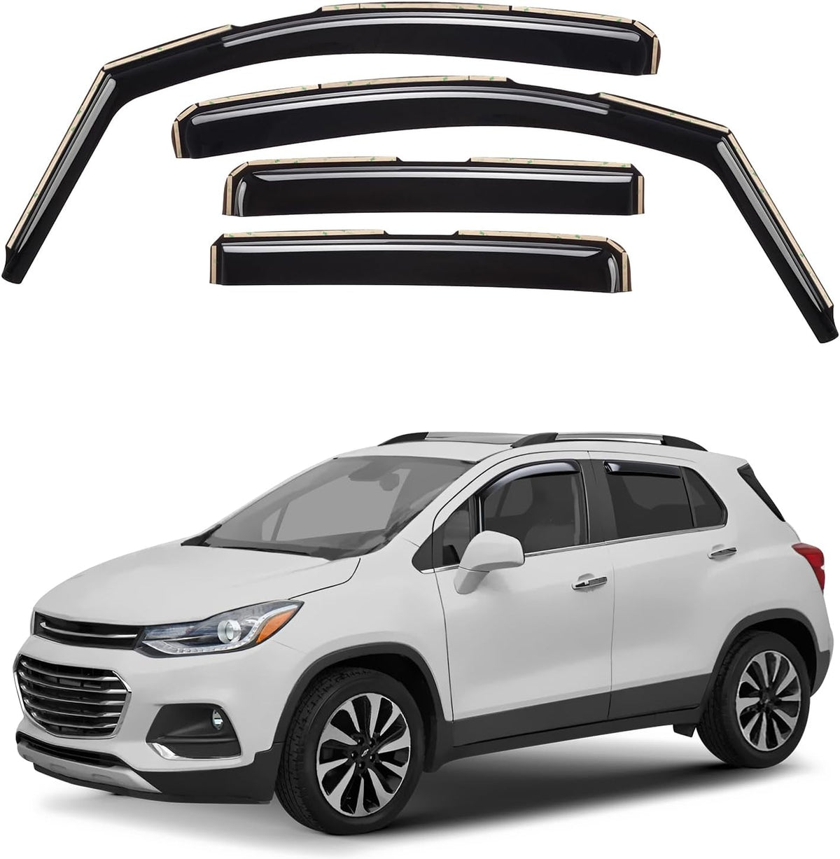 Window Deflectors Smoke Tinted In-Channel Side Window Vent Visor Deflectors Rain Guards Compatible with Buick Encore 2013-2022/Chevrolet (Chevy) Trax 2014-2022 - 4pcs. GW0187