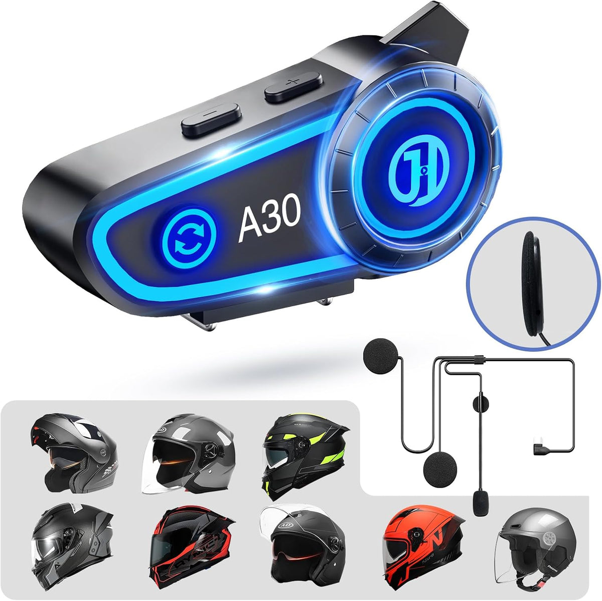Motorcycle Helmet Speakers Helmet Bluetooth Headset Headphone Automatic Answer Music Control,120 Hours Playing time High Sound Quality System Ultra Thin Cycling/Skiing/Riding 1200 mAh Battery