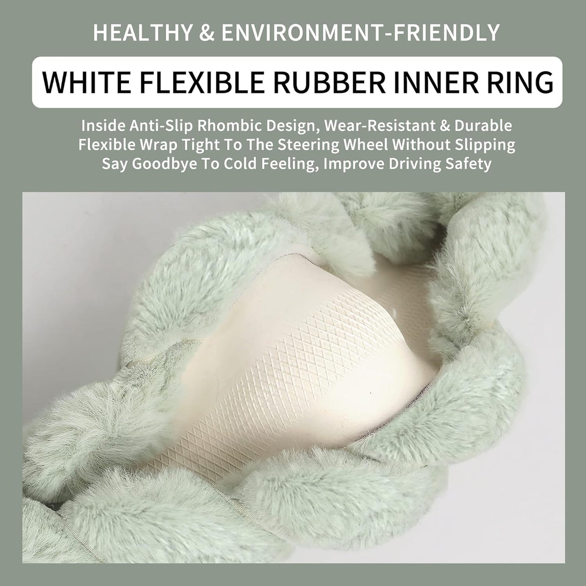 Luxury Fluffy Winter Car Steering Wheel Cover for Women Soft Warm Plush Cute Auto Accessories for Vehicle, Sedan, Universal, Fuzzy, Anti Slip, Gray, Standard Size, 14.75-15.15"