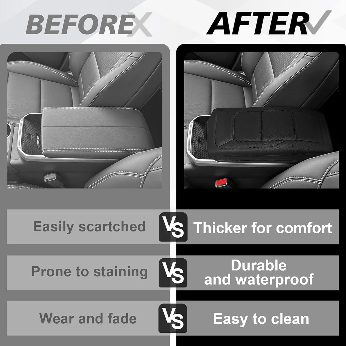 Muslogy Center Console Armrest Cover Compatible with GMC Terrain 2025 2026 Comfort Armrest Pad Arm Rest Cushion Vegan Leather Protector Regular Thick