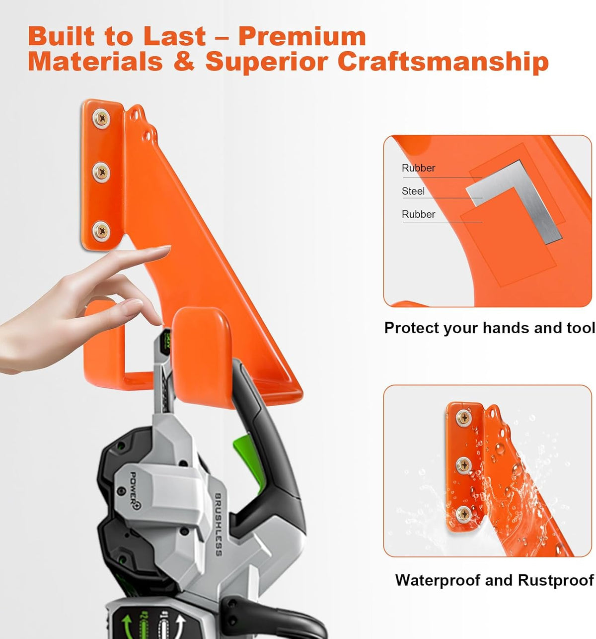 Chainsaw Hanger,Heavy Duty Chainsaw Hanger, 2 Pack Wall Mount Rack, Durable Chainsaw Storage Holder for Garage & Shed, Anti-Scratch Chainsaw Hook for Space-Saving Organization
