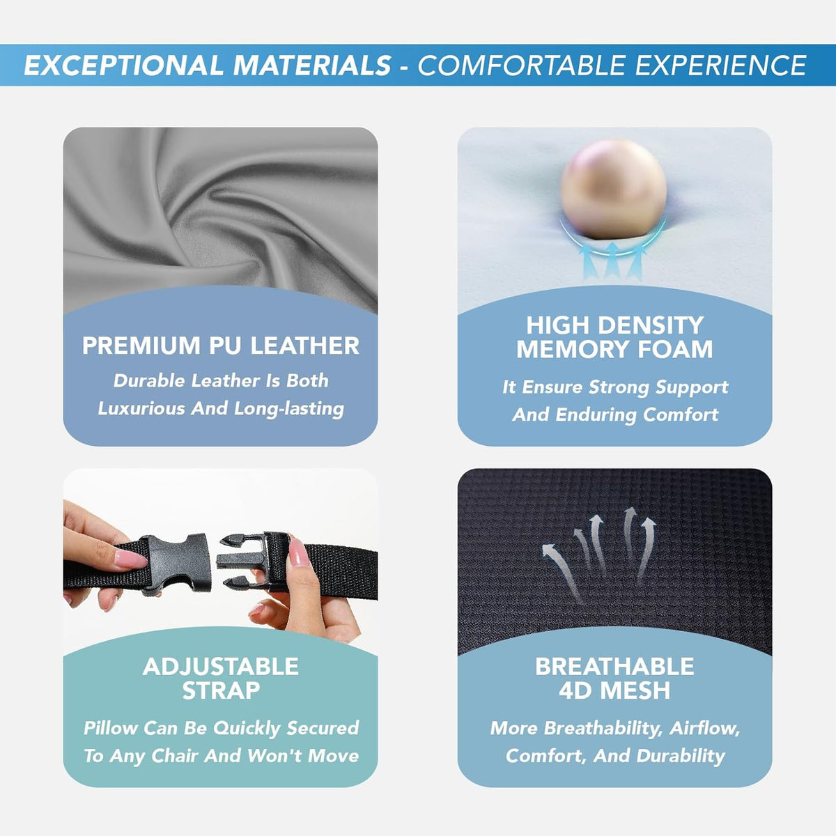 Lumbar Support Pillow for Car, Memory Foam Lumbar Pillow for Lower Back Pain Relief - Back Cushion for Driving, Chair Support for Car-Office Chair, Wheelchair - Gray