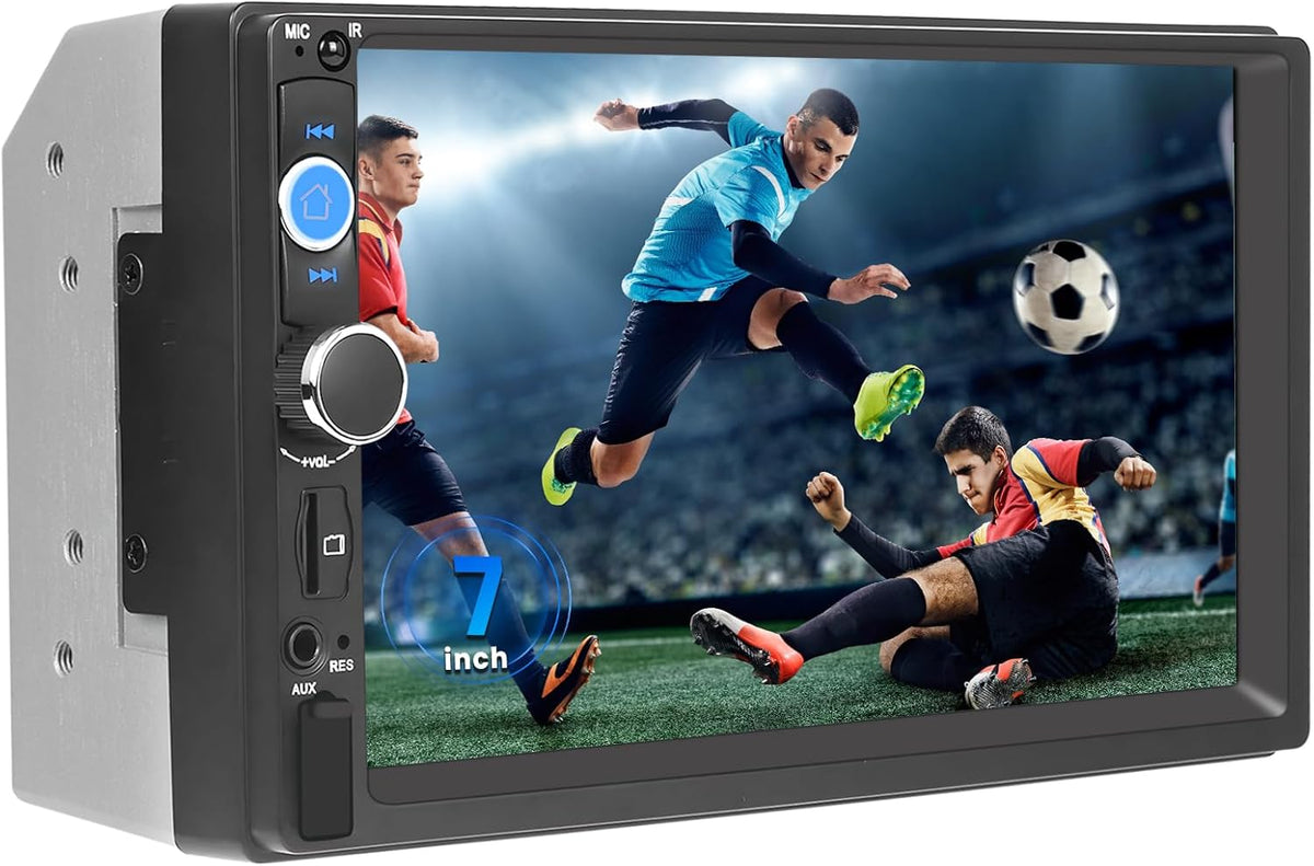 Double Din Car Stereo with 7 Inch HD Touchscreen Radio with Mirror Link Video Output Bluetooth FM Radio EQ FM/MP3/MP4/Subwoofer AUX/TF/USB Port, Car Audio Receivers with SWC Backup Camera MIC