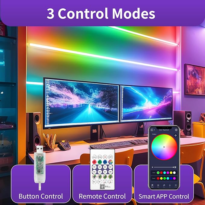 iNextStation RGB Smart IC 5V USB Neon Led Strip Lights, 16.4Ft 5M Neon Rope Lights Flexible Multicolor IP67 Waterproof LED Tape Light for TV Bedroom Kitchen Wall Indoor Outdoor Decor