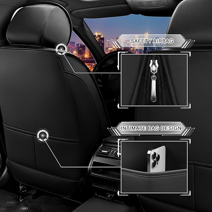 CTDS Car Seat Covers for Hyundai Kona 2018-2026, Stylish Sport Seat Cover, Premium Nappa Leather Car Seat Cover. Automobile Seat Covers Sets.(Standard 5 Seats/Black White)