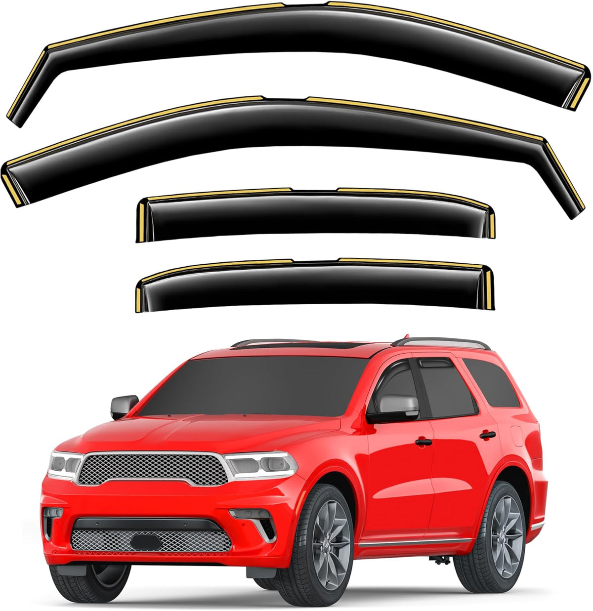 in-Channel Window Rain Guards Fit for Dodge Durango 2011-2025 Extra Durable Window Visors Window Deflectors Vent Visors Vent Shades Car Accessories-4 pcs 2-Q15