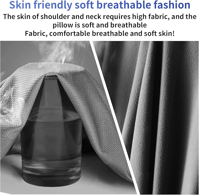 LIQUN Memory Foam Car Neck Pillow, Neck Support Pillow, Neck Support Pad Pain Relief, Adjustable Belt and Breathable Detachable, Suitable for Most Car Pillows Black