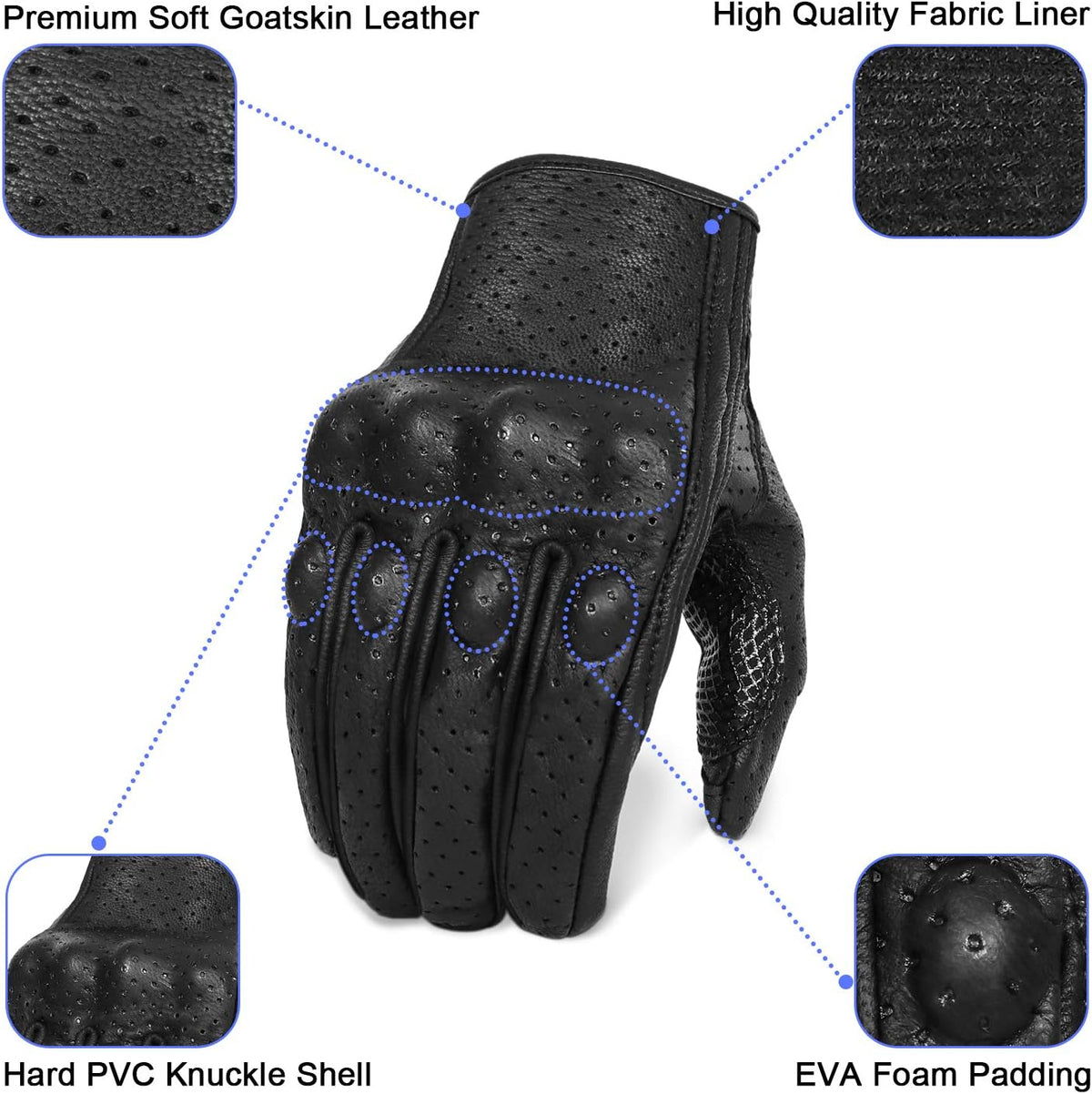 Superbike Updated Full Finger Anti-Slip Motorcycle Gloves Hard Knuckle Perforated Motorcycle Riding Gloves (Updated,Perforated, S)