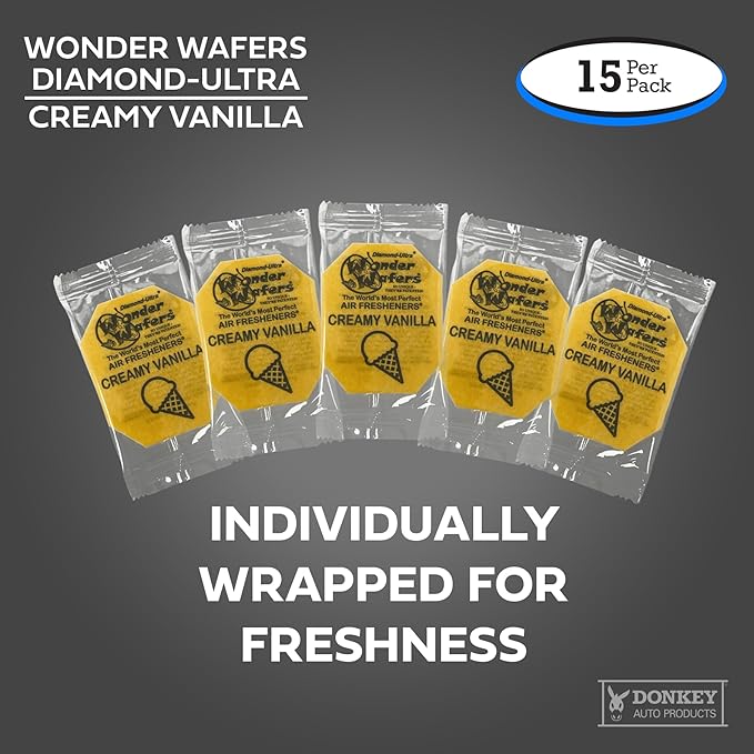 Wonder Wafers - Diamond-Ultra Scented Car Air Fresheners - Individually Wrapped (15 Per Pack) (Creamy Vanilla)