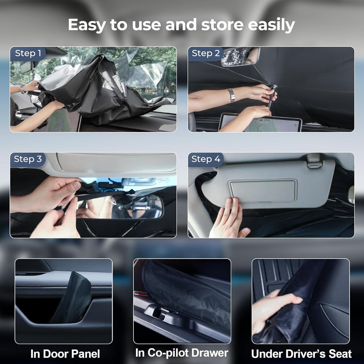 Windshield Sun Shade Umbrella: for Ford F150-2015-2023 2024 2025 - Front Car Window Shades - Foldable Sunshades Block UV Keep Cool