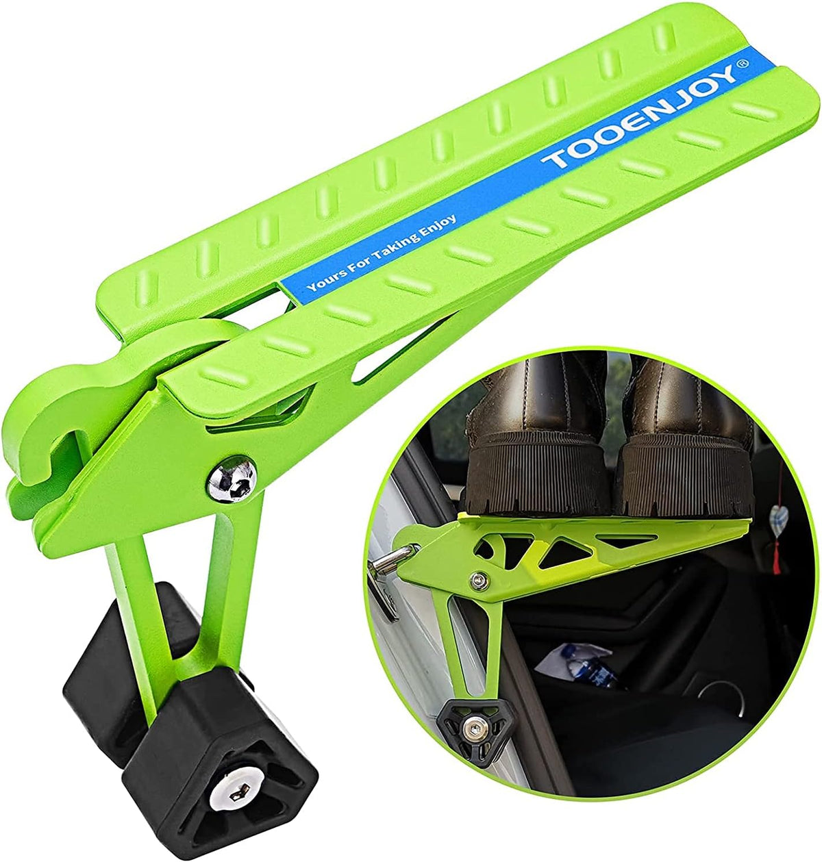 TOOENJOY Universal Fit Car Door Step, Foldable Roof Rack Door Step Up on Door Latch, Both Feet Stand Pedal Ladder, Easy Access to Rooftop for Most Car, SUV, Truck, Max Load 400 lbs(Green