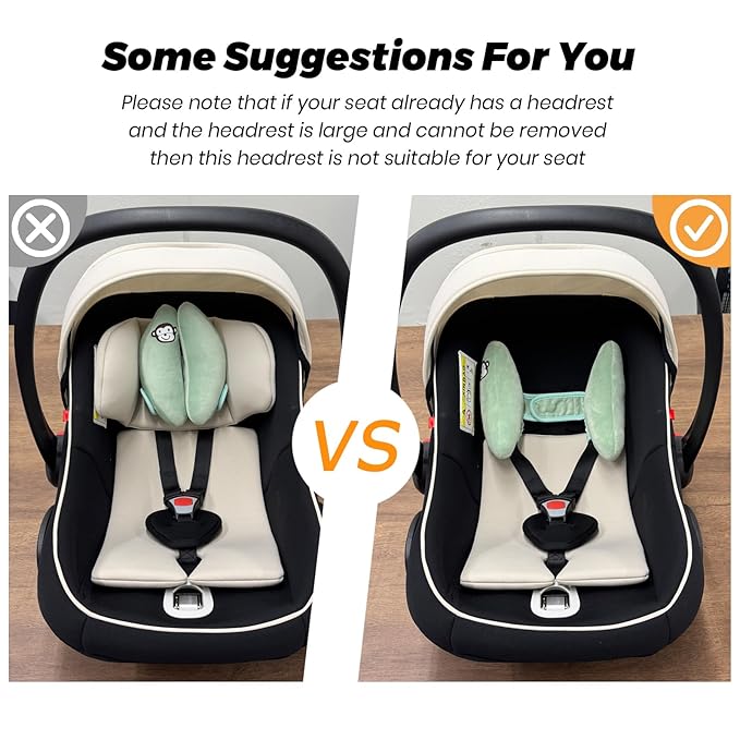 Baby Travel Pillow,Carseat Head Support for Infants,Stroller Headrest for Kids,Baby Head Neck Support Pillow Cushion,Car Seat Neck Support for Toddlers,Green