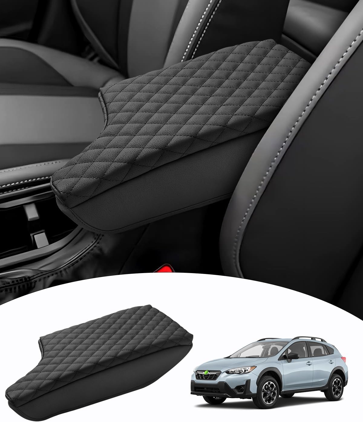 Shademax Subaru Crosstrek/Impreza Center Console Cover, Armrest Cover Cushion Pad for Subaru Crosstrek 2018-2023/Impreza 2017-2023 Accessories, Crosstrek Armrest Seat Box Cover Protector Black