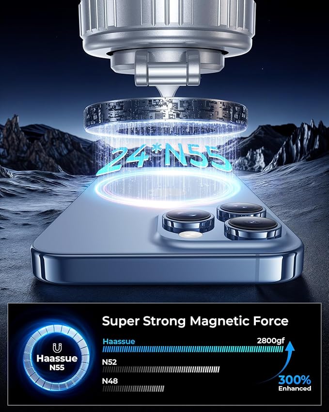 2026 Upgraded Vacuum Magnetic Car Phone Holder [89+LBS Suction/2800gf Magnet], Suction Cup Phone Mount, Ultra-Strong Magnetic Stand for Car/Mirror/Gym/Kitchen/iPhone17 16 15 14 13 12, Silver