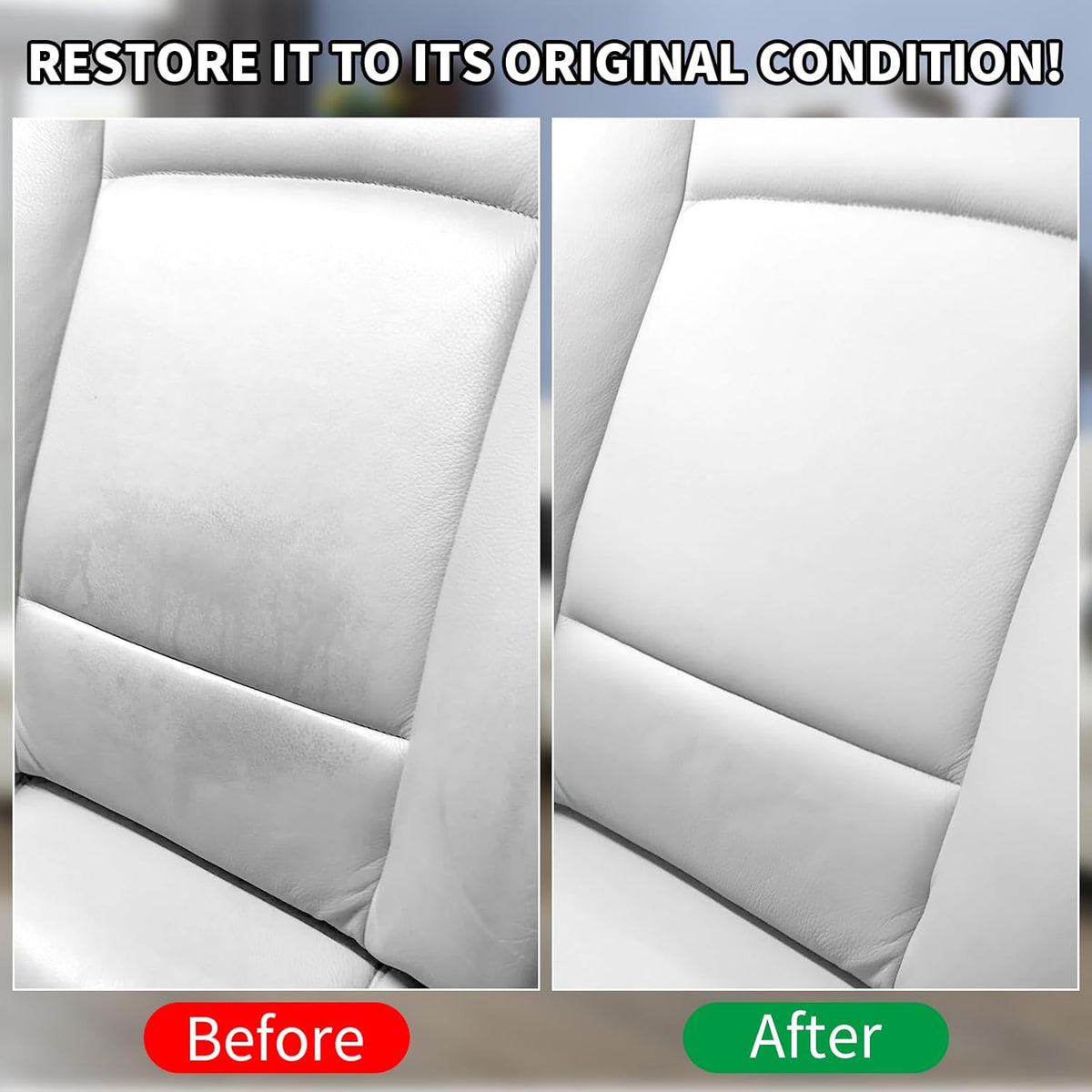 White Leather Recoloring Balm,Leather Couch Scratch/Stain Remover,Leather Repair kit for Vinyl Furniture and Car Interior,Leather Dye Paint for Scratched and Faded Leather Couches