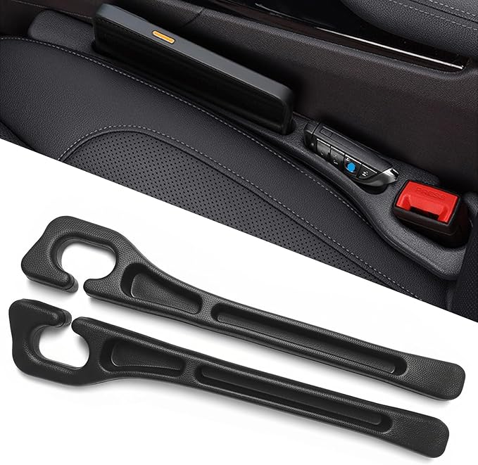 Car Seat Gap Filler Organizer of 2 - No Drop Seat Guard, Universal Car Seat Gap Filler, Durable Non-Slip Material, Easy 10-Second Install for Cars, Trucks & SUV (Black)