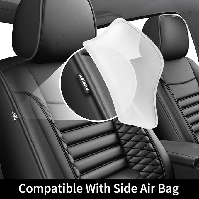 Fit Forester Car Seat Covers for Subaru Forester 2007-2025 2026 - Upgraded Premium Waterproof & Breathable Leather, Airbag Compatible, All-Weather Seat Cushion Protector (Full Set, Black)