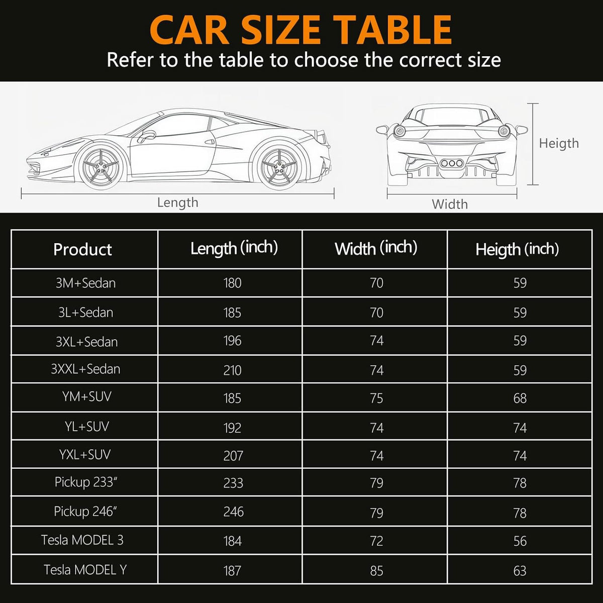 Car Cover Waterproof All Weather,6 Layers Car Covers for Automobiles, Full Exterior Cover with Zipper, Outdoor Car Cover Sun UV Rain Snow Wind Protection, Fit for 196"(196*74*59 inch)Sedan