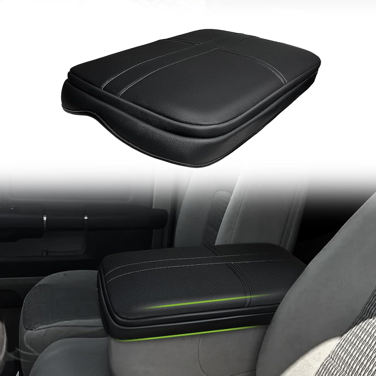 Muslogy Center Console Armrest Cover Compatible with Dodge Ram1500/2500/3500 2002-2012 Comfort Armrest Pad Arm Rest Cushion Vegan Leather Protector 1-Inch Extra Thick(Jump Seat ONLY)