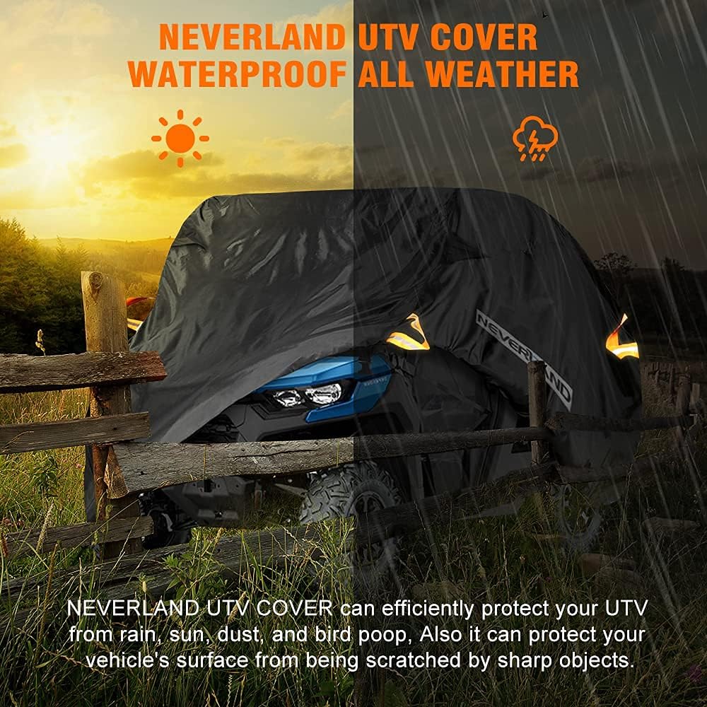NEVERLAND UTV Cover, All-Weather Protection Side by Side Cover 2-3 Passenger, Universal for Polaris Ranger RZR Yamaha Honda Can Am Defender (126" x 70" x 75")