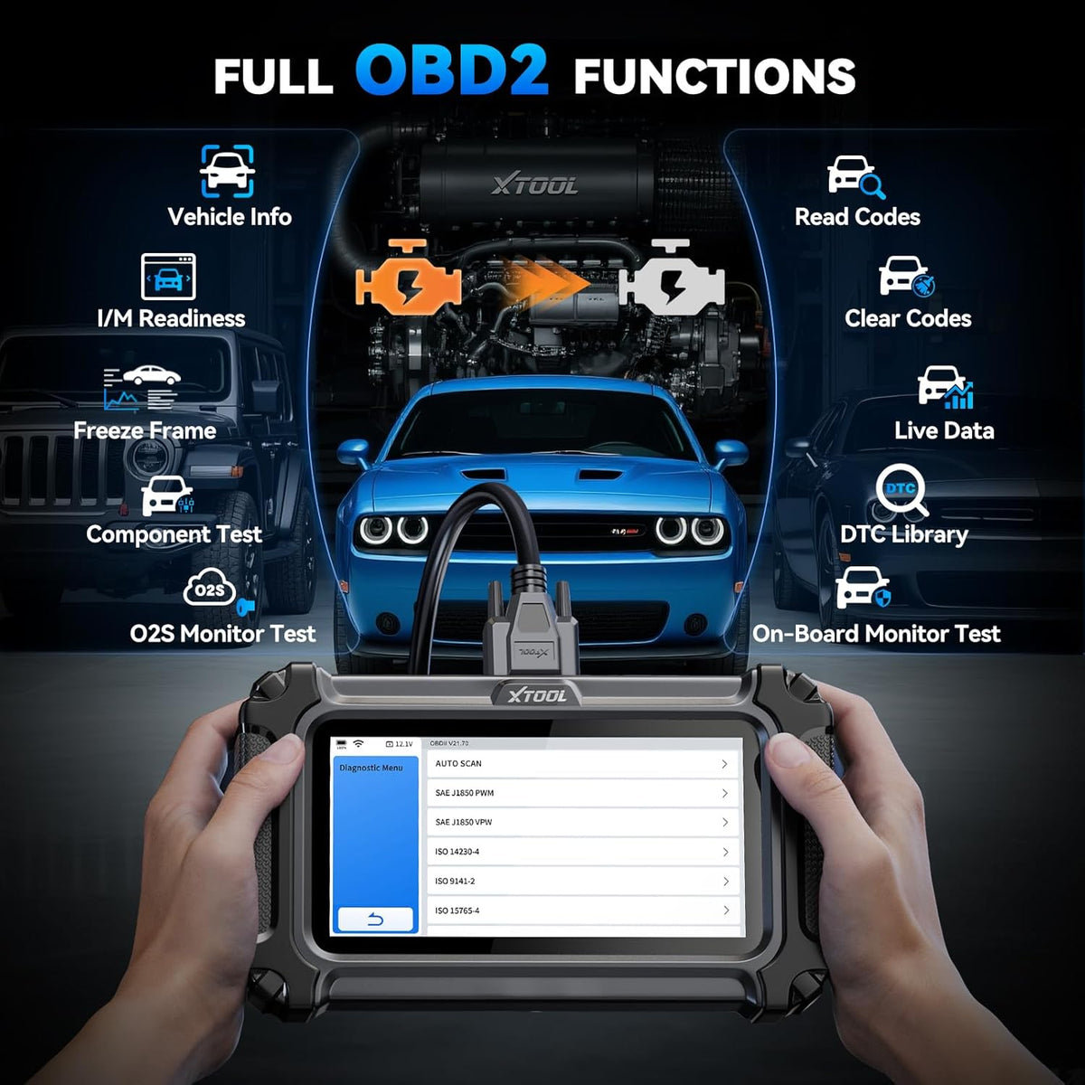 XTOOL IP500 for Jeep OBD2 Scanner, Full Systems Bi-Directional Scan Tool for Jeep/Dodge/Chrysler, with FCA AutoAuth, OBD2 Scanner Tool with All Reset -(Injector/EPB/ABS/BMS),CANFD,Lifetime Update